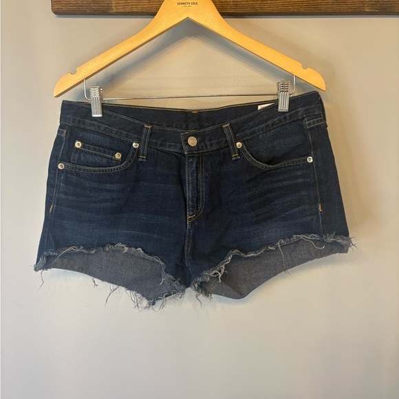 Rag & Bone Dark Blue Jean Distressed Mini Shorts in size 29 - Picture 1 of 11
